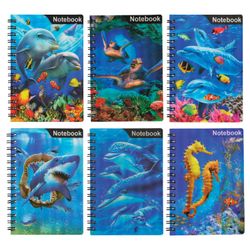 BRAUBERG / Notebook SMALL FORMAT (93x135 mm) A6, 50 sheets, comb 3D, without ruling "Ocean" assorted