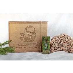Essential oil of Siberian fir, gift set with birch bark bast