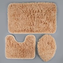 Доляна / Doliana / Juego de alfombrillas de baño y aseo "Plush", 3 piezas: 34 × 40, 40 × 50, 50 × 80 cm, color beige
