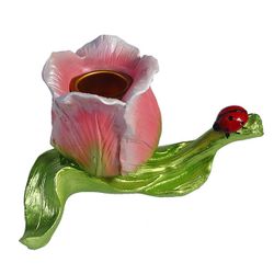Ремеко / Oggetto decorativo "Candeliere" Tulipano con coccinella "(colore rosa) L13W9H7,5cm