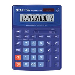 Calculadora de mesa STAFF STF-888-12-BU (200x150 mm) 12 dígitos, fonte de alimentação dupla, AZUL
