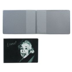 Cover for cards, traffic tickets, student tickets "EINSTEIN", leather, black, DPS