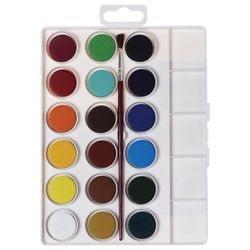 Watercolor JOVI (Spain), 18 colours with brush, plastic box, Euro slot