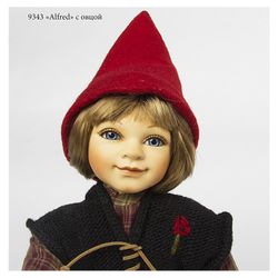 Birgitte Frigast / Porcelain doll Alfred, with a lamb, 28 cm