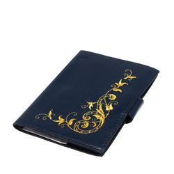 Торжокские золотошвеи / Cover for documents on the car blue leather "Charm"