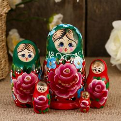 Doll "Rose" 5 dolls, green scarf