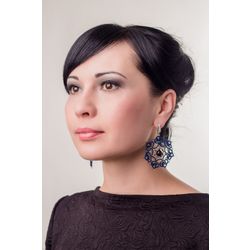 Lace earrings "Mademoiselle Josephine" blue with gold