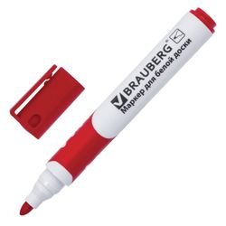 Marker for whiteboard BRAUBERG SOFT, RED, rubber insert, round tip, 5 mm