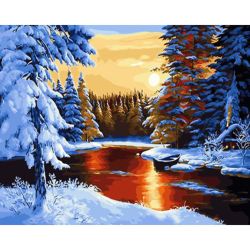 Опт-картина / Painting by numbers 40x50 Winter forest