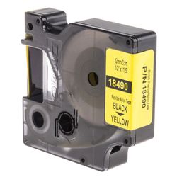 DYMO Rhino label printer cartridge, 12 mm x 3.5 m, nylon ribbon, black font, uneven surface, yellow