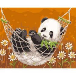 Опт-картина / Tranh theo số 20x30 Gấu trúc trên võng