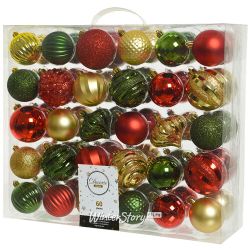 Kaemingk / Un set di palline di plastica Vigilia di Natale, 6-7 cm, 60 pz