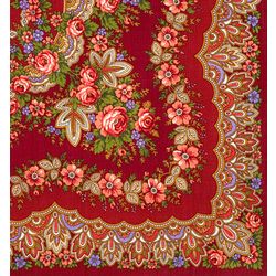 Павловопосадский платок / Shawl "Romance", with silk fringe