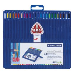 Renkli sulu boya kalemleri PREMIUM, STAEDTLER (Almanya) "ERGOSOFT", 24 renk, üçgen, plastik kasa