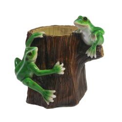 Ремеко / Produit déco "Grenouilles sur bûche" (acrylique), L10W12.5H12 cm