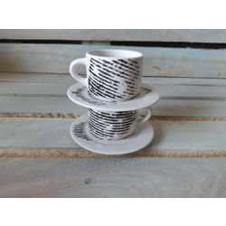 Хорекс / Fincan "Gazzetta Bianco" di caffe espresso fincan tabağı ile 12 adet.