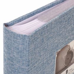 Photo album BRAUBERG "Jeans" for 200 photos 10x15 cm, fabric, paper pages, binding, box