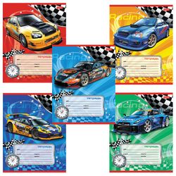 HATBER / Notizbuch 12 Bl., Schrägstrich, Kartoneinband, "Sportwagen" / 20 Stk.