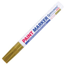 Marker-paint lacquer 4 mm, GOLD, NITRO-BASE, aluminum housing, BRAUBERG PROFESSIONAL PLUS