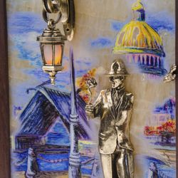 Золотая антилопа / Painting "Guy with a rose. Embankment. Bridge" backlit