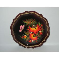 Сувениры из Н.Тагила / Souvenirs from N. Tagil / Tray "Baroque. Rowan with a moth", 19 cm