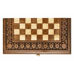 GamesDealer / Chess + backgammon carved with grenades 60, Haleyan