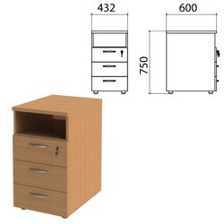 Side cabinet "Etude", 432х600х750 mm, 3 drawers, lock, shelf, bavaria beech