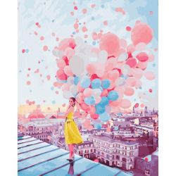 Опт-картина / Peinture par numéros 40x50 Avec des ballons sur le toit