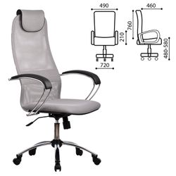 BK-8CH office chair, mesh fabric, chrome, light gray