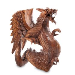 Decor and Gift / Wooden figurine "Dragon" 32 cm