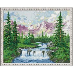 Опт-картина / Diamond mosaic 40x50, round rhinestones Mountain landscape