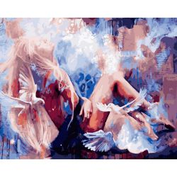 Опт-картина / Tranh theo số 40x50 Cô gái và chim bồ câu