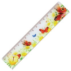 Ruler plastic 15 cm, PYTHAGORAS "Butterfly", colored print, with a wavy edge, Euro slot