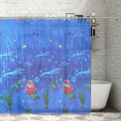 Доляна / Doljana / Curtain for the bathroom "Dolphins", 180 × 180 cm, EVA