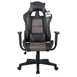 Computer chair BRABIX "GT Racer GM-100", two pillows, fabric, eco-leather, black / brown