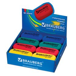 Eraser BRAUBERG, 55х23х10 mm, color assorted, oval, thermoplastic rubber