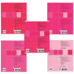 Альт / Notebook A5, 48 sh., Staple, cage, glossy varnish, "FRESH - PINK" / 10 pcs.