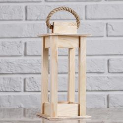 Дарим Красиво / 花盆木制 11 × 11 × 24 厘米“手电筒”，绳柄，天然