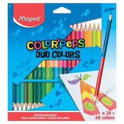 Bút chì hai màu MAPED (Pháp) 24 chiếc., 48 màu, hình tam giác, hai mặt