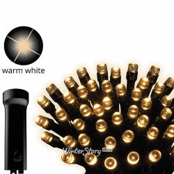 Kaemingk / Guirlande LED sur batterie 192 lampes LED blanc chaud 14,3 m, PVC noir, contrôleur, minuterie, IP44