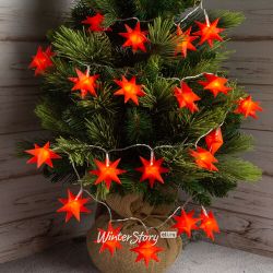 Kaemingk / Светодиодная гирлянда на батарейках Coral Stars 1.90 м, 20 теплых белых LED ламп, прозрачный ПВХ, IP20