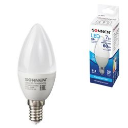 SONNEN / LED lamp 7 (60) W, base E14, candle, cold white light, LED C37-7W-4000-E14