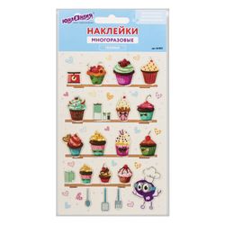 Sticker gel "Cupcakes", reusable, embossed foil, 10x15 cm, INLANDIA