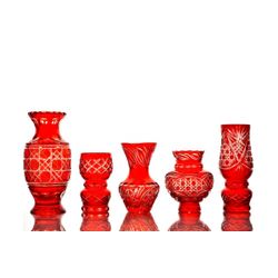 Гусевской Хрустальный завод / Crystal vase for flowers decorative "Rowan" red
