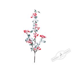 Holiday Classics / Holly branch, 56 cm, 6 pcs
