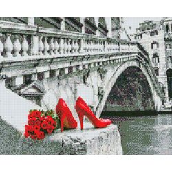 Опт-картина / Mosaico de diamantes, 40x50, strass quadrado Flores e sapatos
