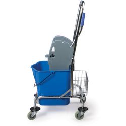 BRABIX / Cleaning trolley 1 removable bucket 25 l, mechanical spinning, basket, metal frame, blue