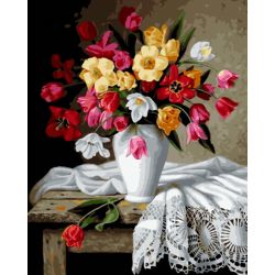 Опт-картина / Painting by numbers 40x50 Tulips in a vase