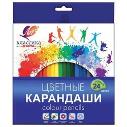 Matite colorate LUCH "Classic", 24 colori, temperata, esagonale, scatola di cartone