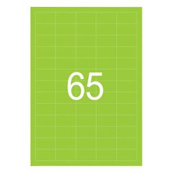 38х21 label, self-adhesive,2 mm, 65 labels, neon green, 65 g/m2, 50 sheets, STAFF